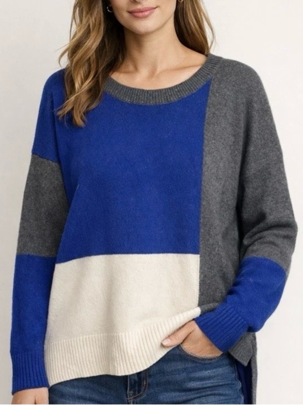 Derek Lam 10 Crosby x Athleta 100% Cashmere Colorblock Sweater Size S